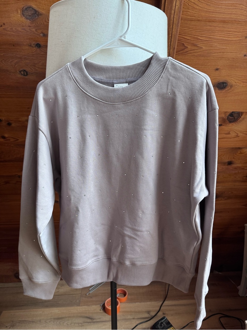 a new day Lavender Crewneck Sweatshirt with Rhineston Detailing